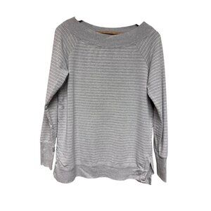 A Pea in the Pod Women's Maternity Sweatshirt Long Sleeve Grey Stripe Medium